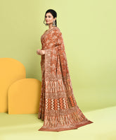 Rustic Pure Natural Vegetable Dye Bagru Handblock Printed Premium Cotton Saree